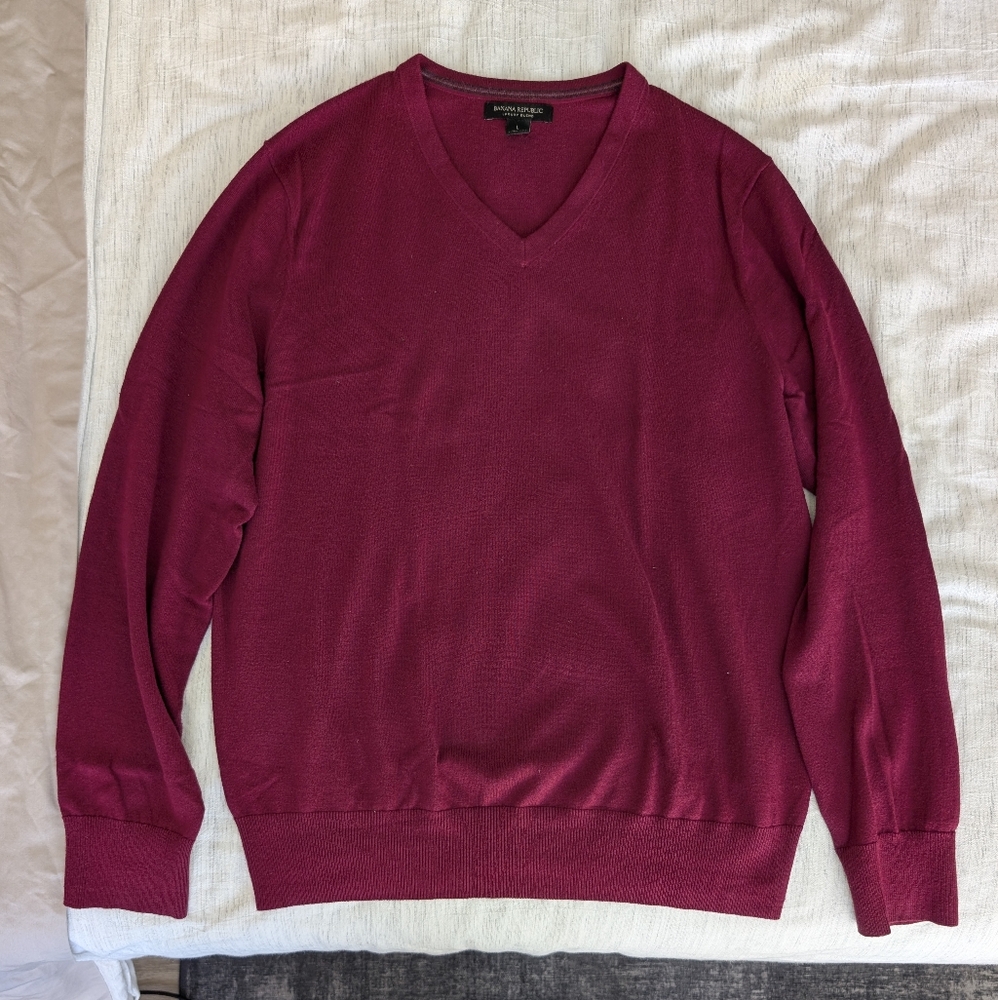 Banana Republic Red V-Neck Sweater